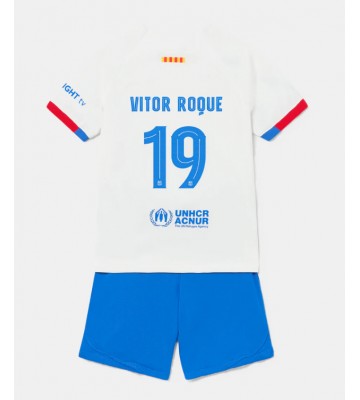 Barcelona Vitor Roque #19 Bortaställ Barn 2023-24 Kortärmad (+ Korta byxor)